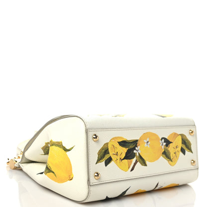 Dolce & Gabbana Dauphine Lemon Print Medium Miss Sicily Satchel White 3 of 8