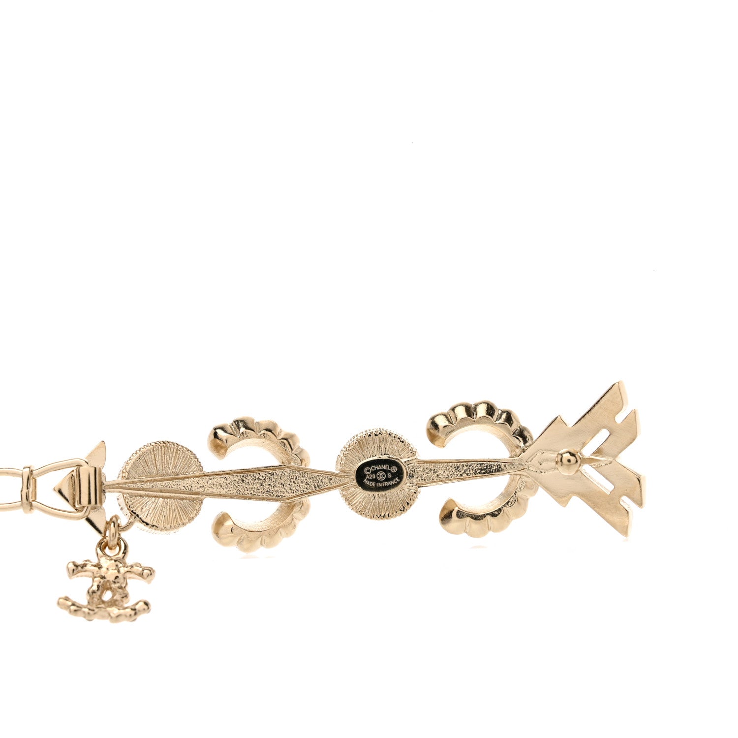 Chanel Pearl Crystal Queen of France Brooch Barrette Gold 4 of 4