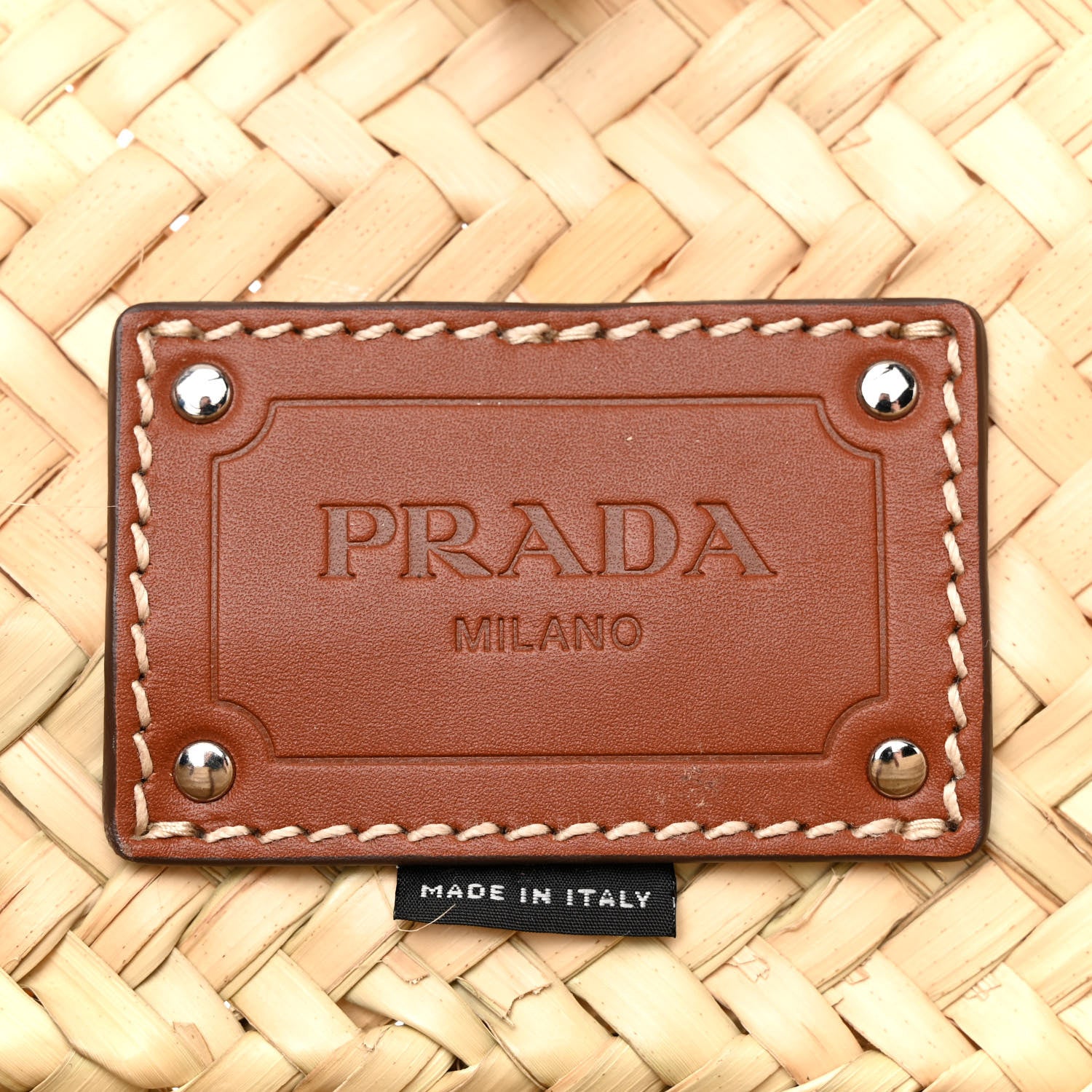 Prada Palmitto Vitello Woven Braided Large Basket Tote Bag Naturale Cognac 6 of 12