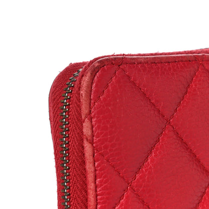 Chanel Caviar Quilted Small Zip Around Wallet Red 15 of 19