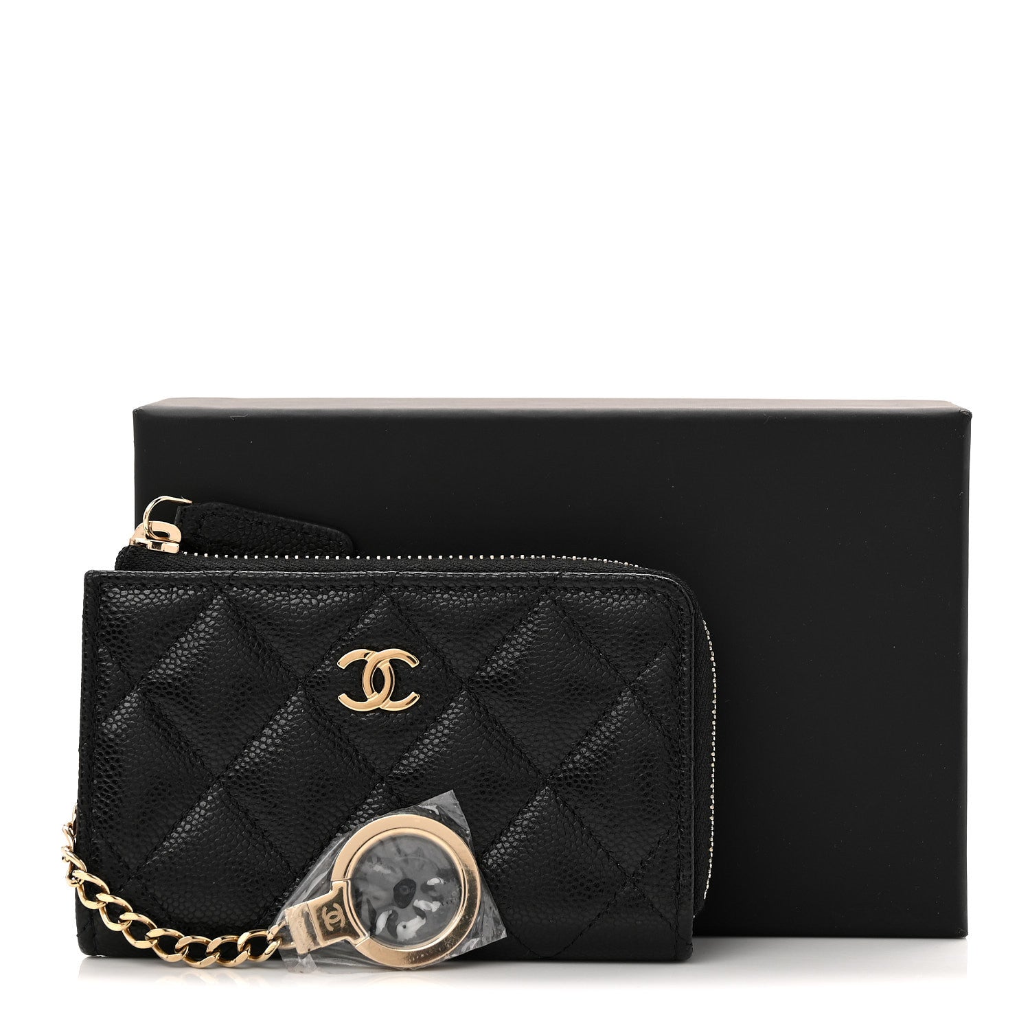 Chanel Caviar Quilted Zipped Key Holder Case Black 8 of 8