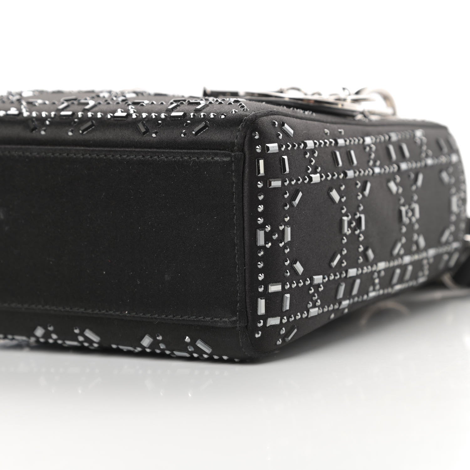 Christian Dior Satin Crystal Cannage Mini Lady Dior Black 10 of 12