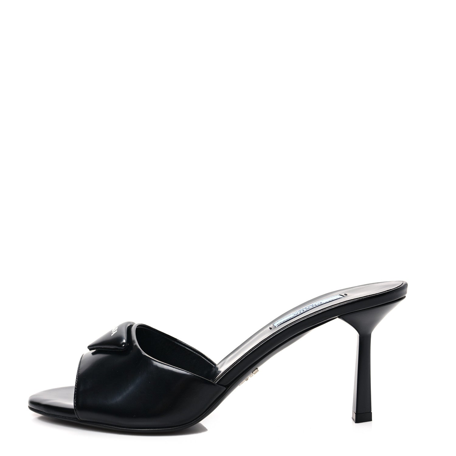 Prada Spazzolato Logo 75mm Slide Sandals 39 Black 1 of 8