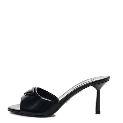Prada Spazzolato Logo 75mm Slide Sandals 39 Black 1 of 8