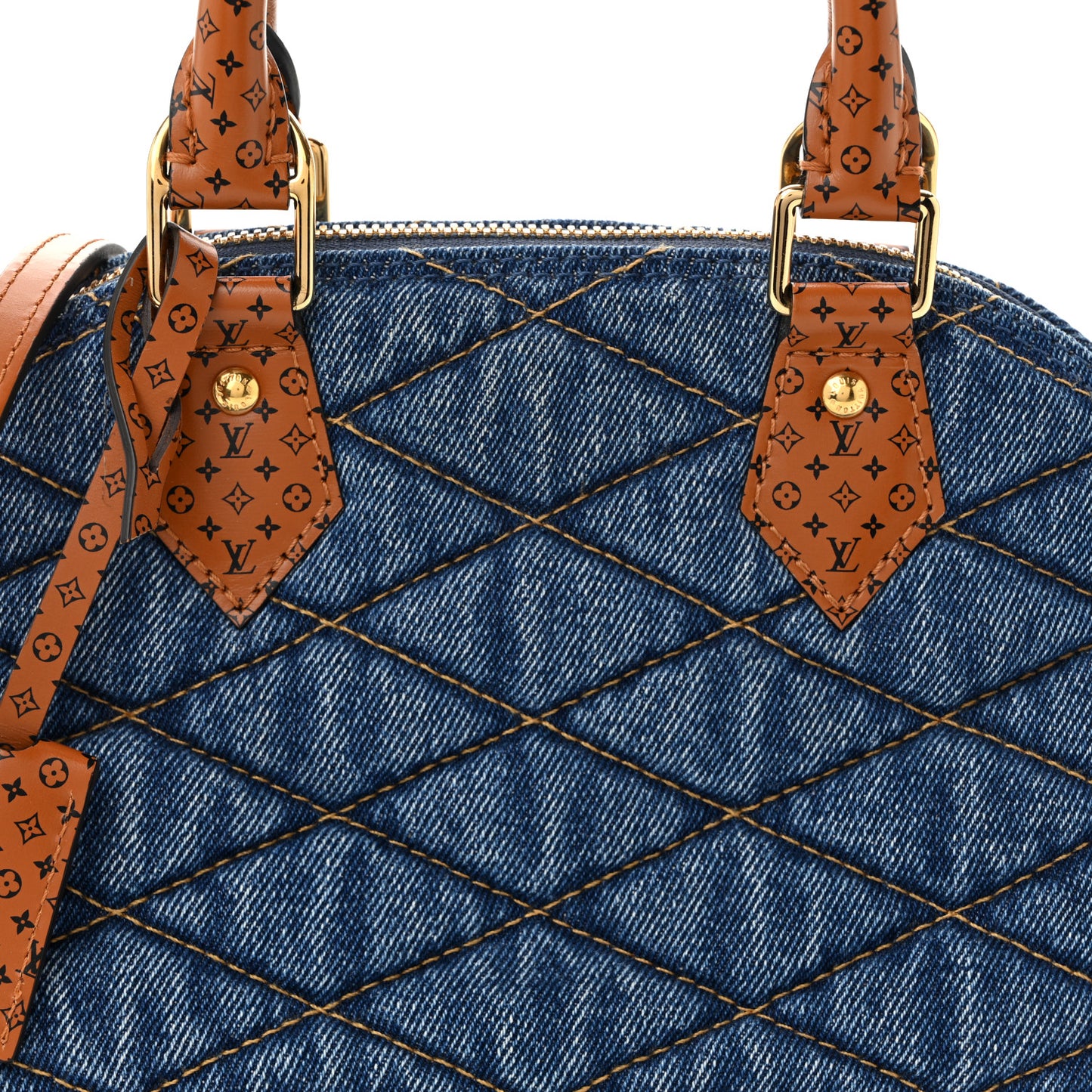 Denim Calfskin Reverse Monogram Malletage Alma BB Blue