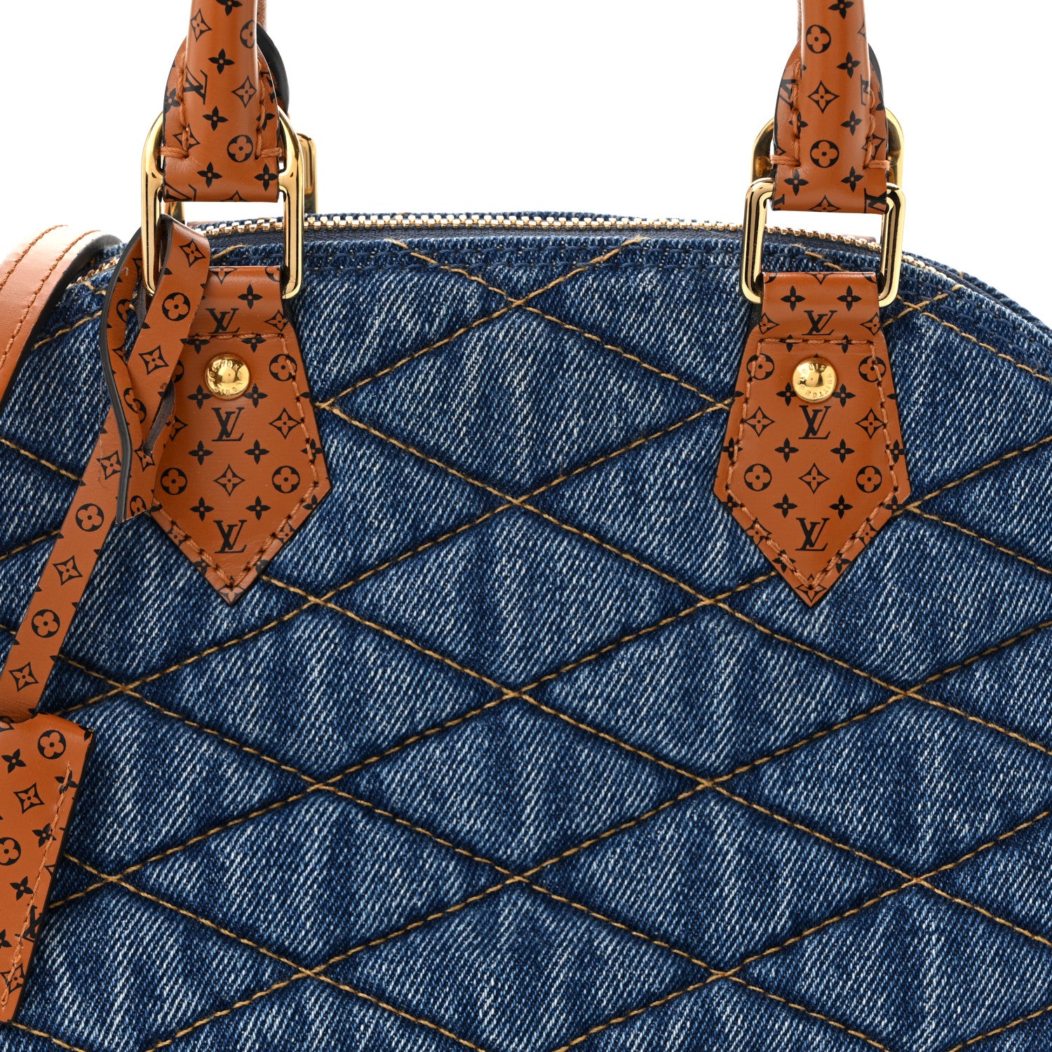 Louis Vuitton Denim Calfskin Reverse Monogram Malletage Alma BB Blue 8 of 10