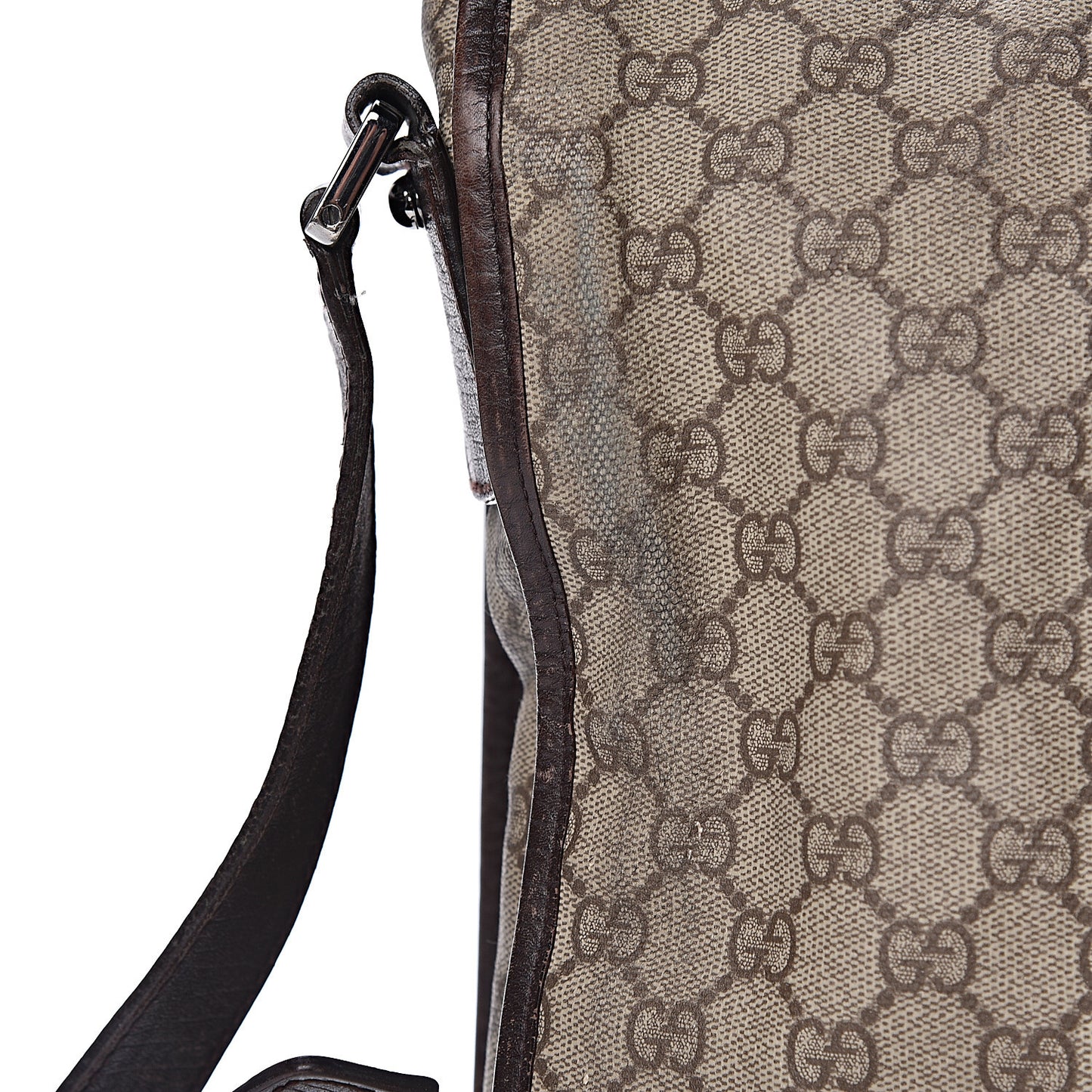 GG Plus Monogram Web Large Flap Messenger Bag Beige Dark Brown