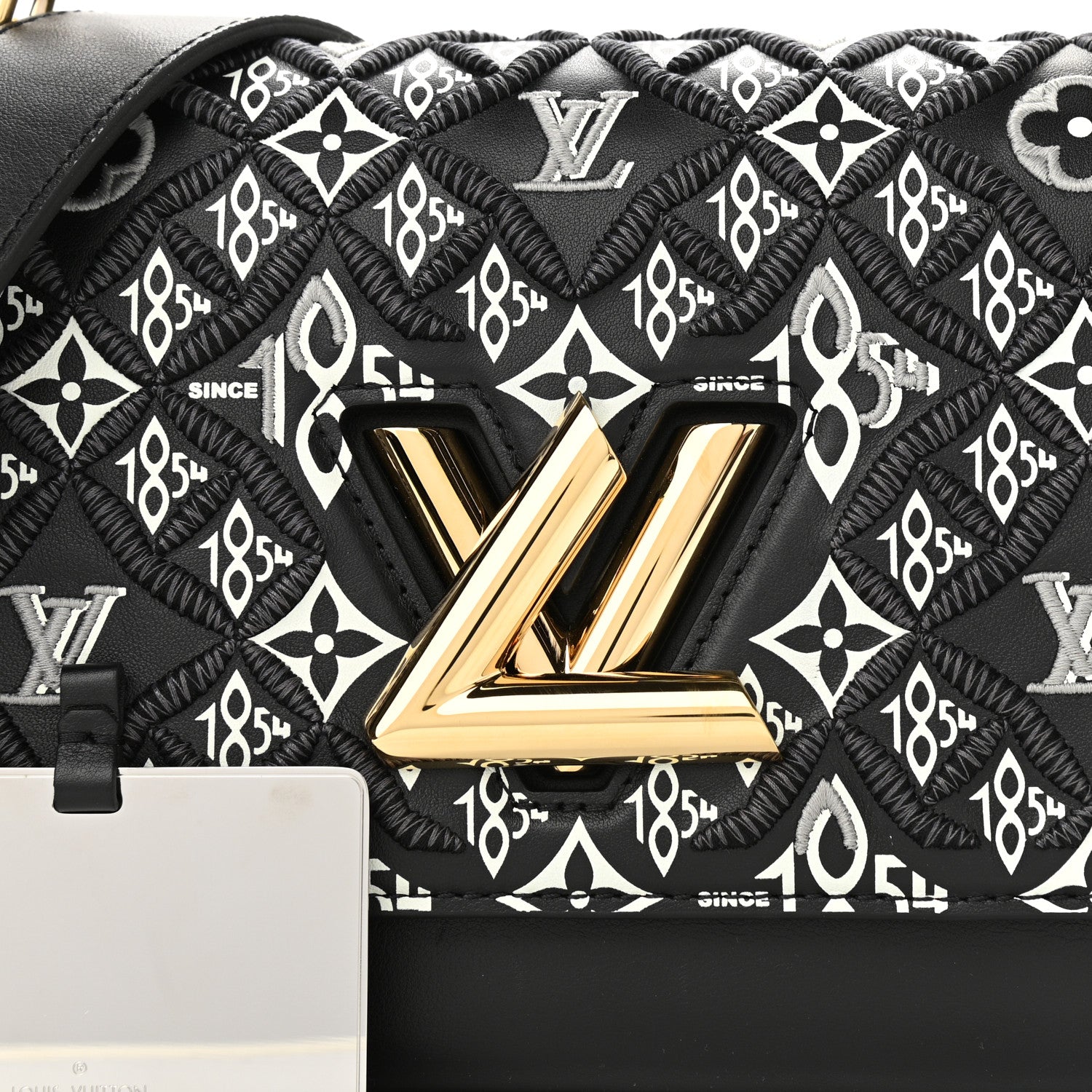 Louis Vuitton Calfskin Since 1854 Embroidered Twist MM Black 7 of 10