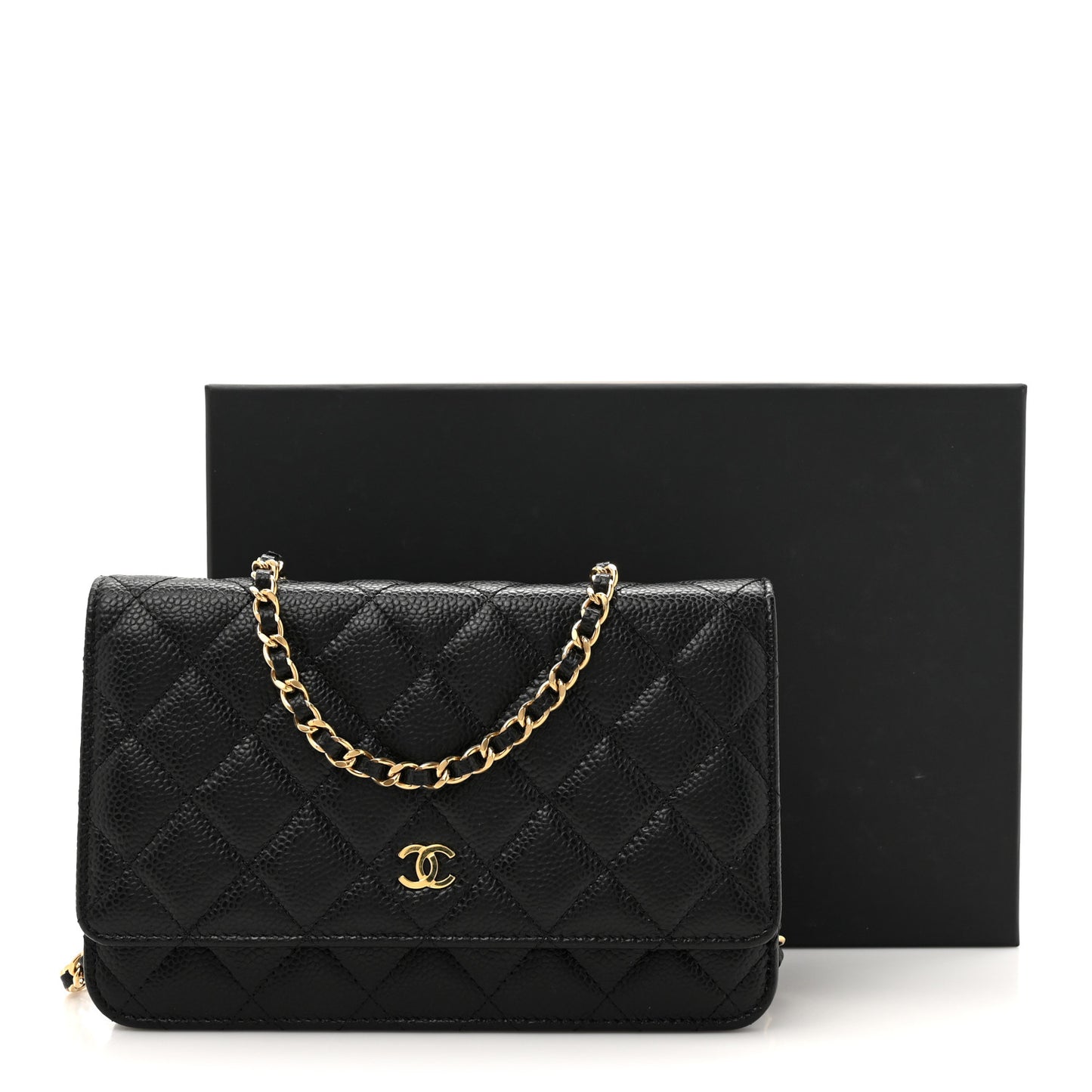 Caviar Quilted Wallet On Chain WOC Black