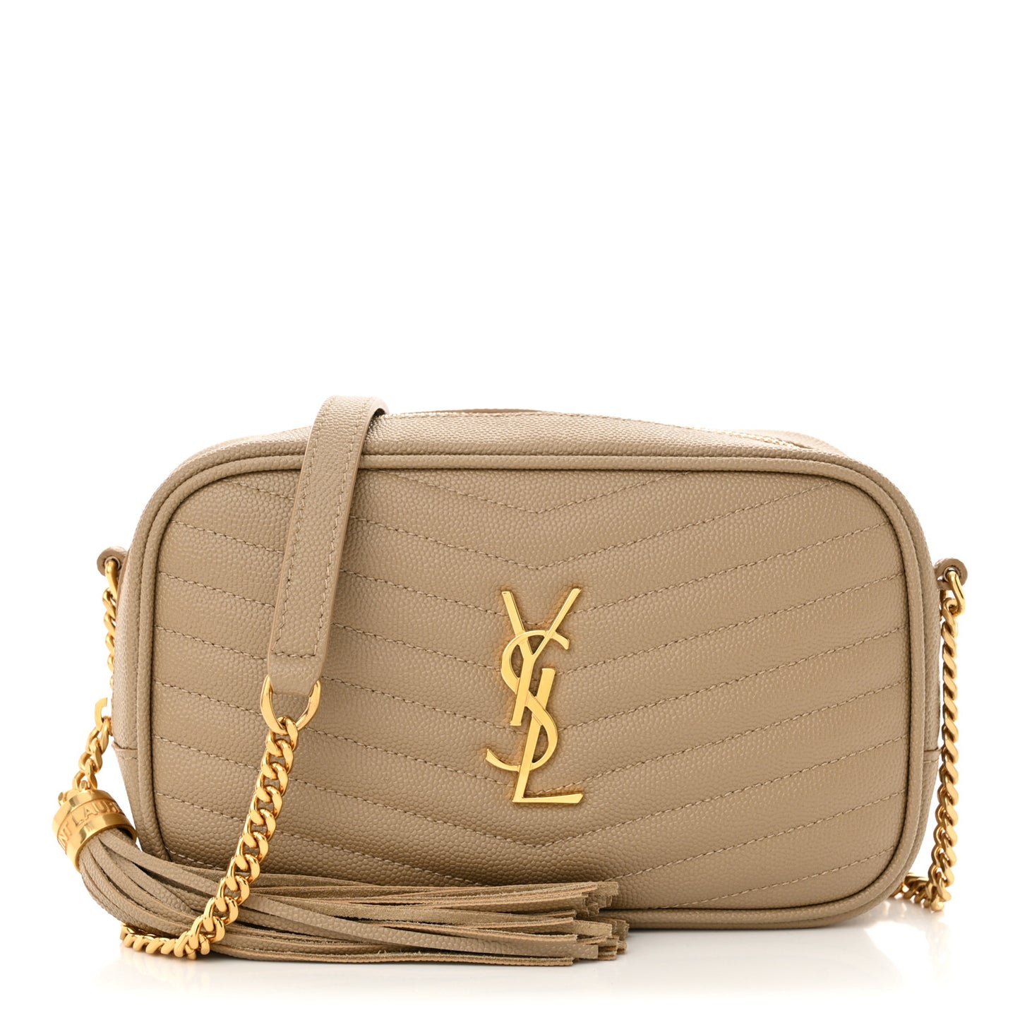 Grain De Poudre Matelasse Monogram Mini Lou Camera Bag Dark Beige