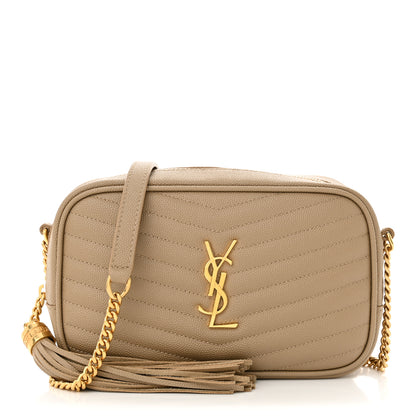 Saint Laurent Grain De Poudre Matelasse Monogram Mini Lou Camera Bag Dark Beige 1 of 11