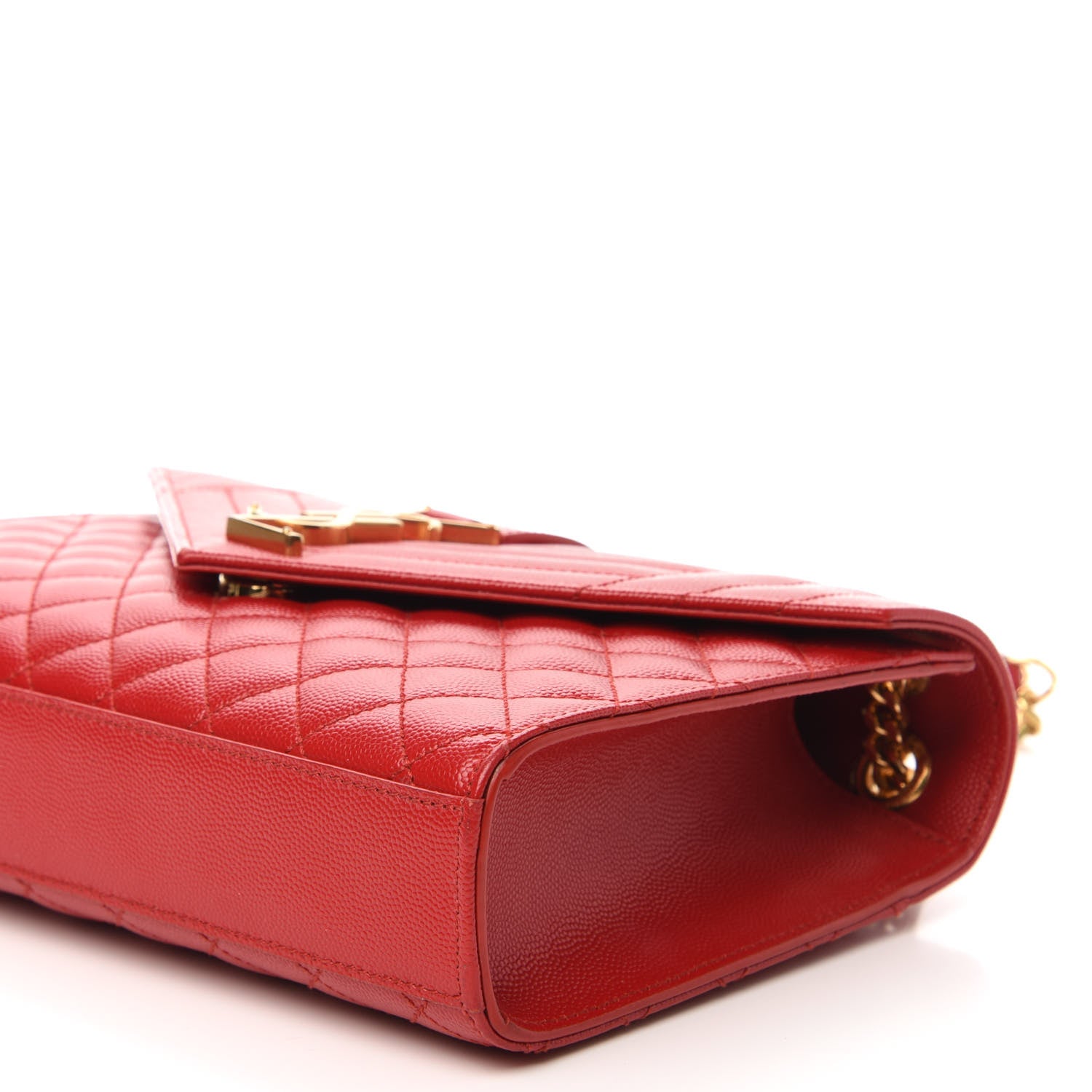 Saint Laurent Grain De Poudre Textured Mixed Matelasse Triquilt Medium Monogram Satchel New Red 7 of 10