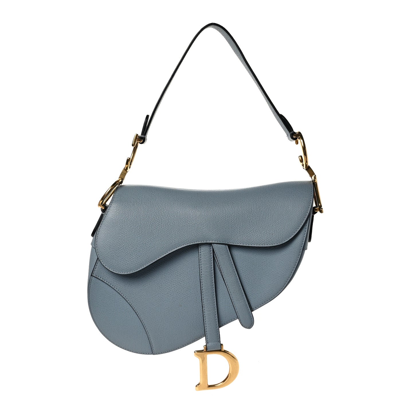 Grained Calfskin Saddle Bag Sky Blue
