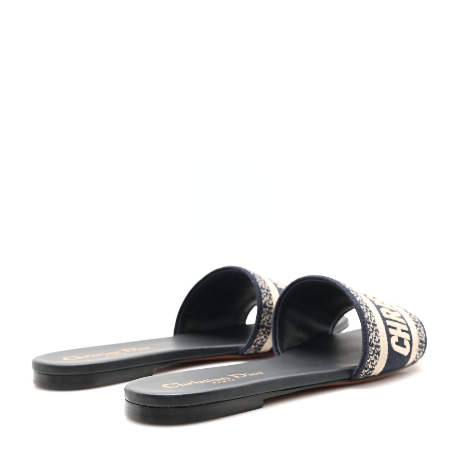 Christian Dior Canvas Embroidered Dway Mules Slide Sandals 36.5 Deep Blue 5 of 9