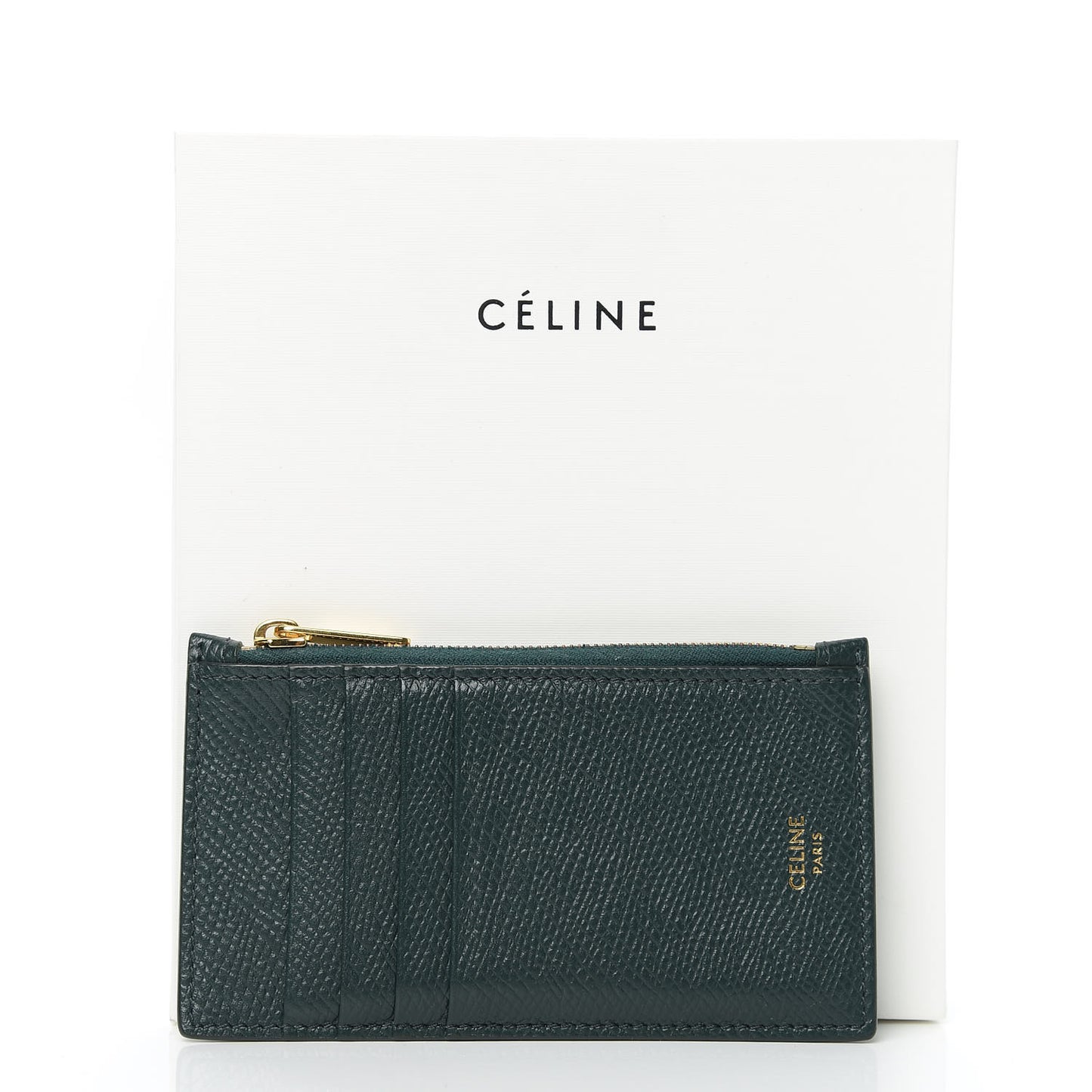 Grained Calfskin Zipped Card Holder Amazone
