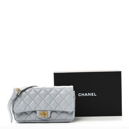 Chanel Aged Calfskin Quilted 2.55 Reissue Flap Belt Bag Clutch Light Blue 11 of 11