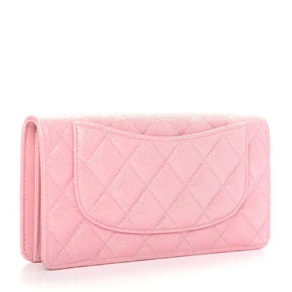 Chanel Iridescent Caviar Quilted Yen Wallet Rose Pink 3 of 9