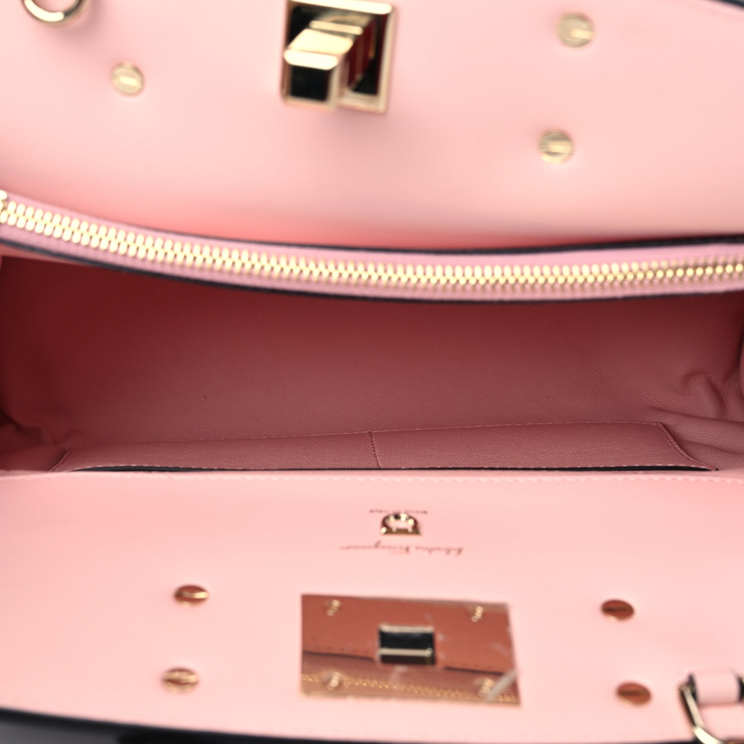 Salvatore Ferragamo Calfskin Studio Top Handle Bag Black Pink 5 of 8