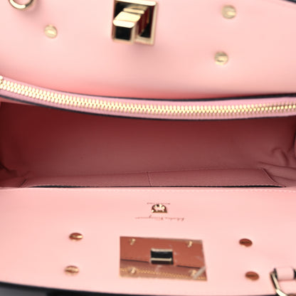 Salvatore Ferragamo Calfskin Studio Top Handle Bag Black Pink 5 of 8