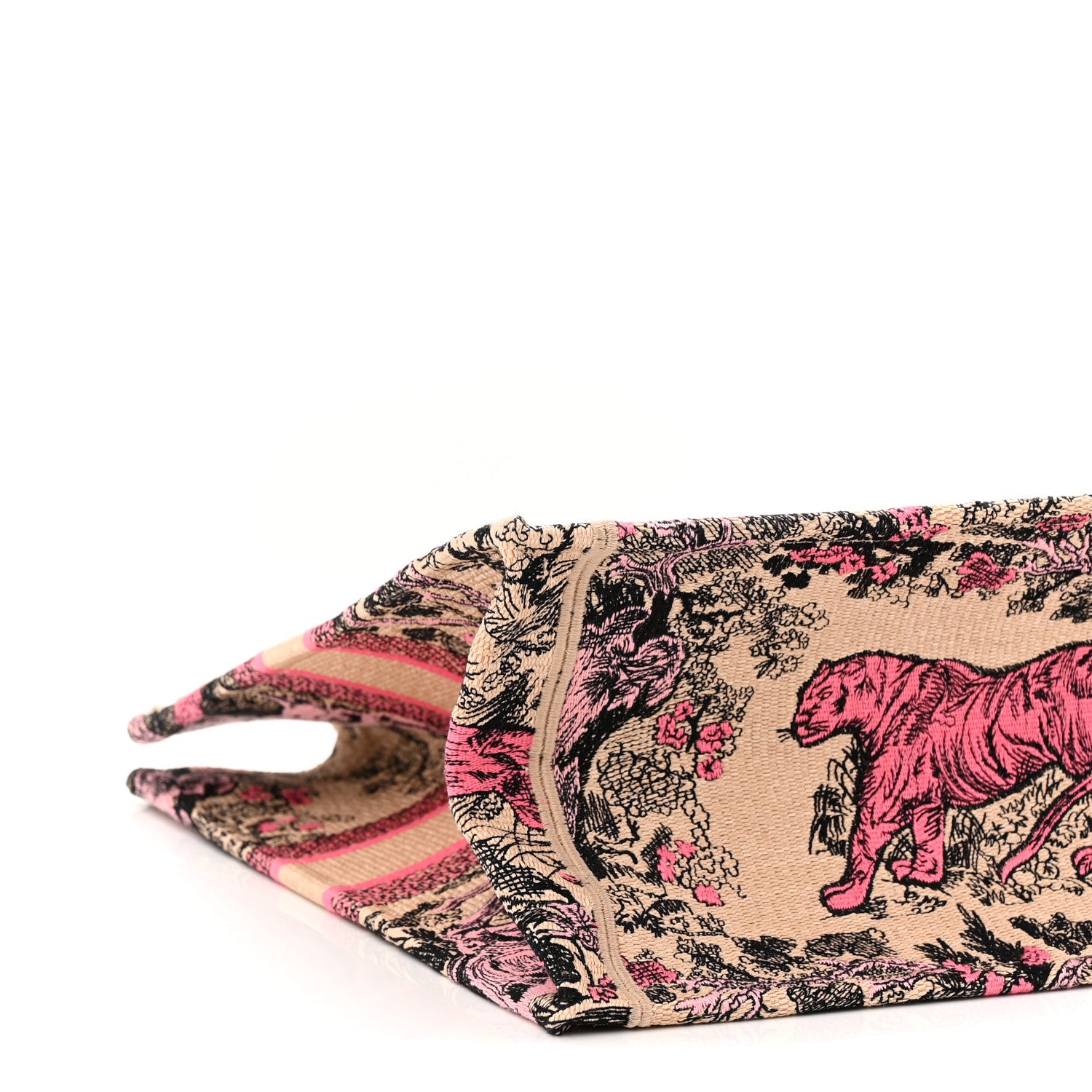 Christian Dior Canvas Toile De Jouy Embroidered Large Book Tote Rose Multicolor 9 of 10