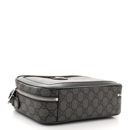 Gucci GG Supreme Monogram Textured Dollar Calfskin Small Ophidia Top Handle Shoulder Grey Black Graphite Grey 4 of 15