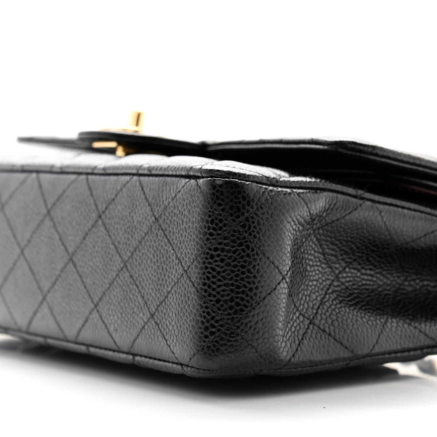 Caviar Quilted Medium Double Flap Black