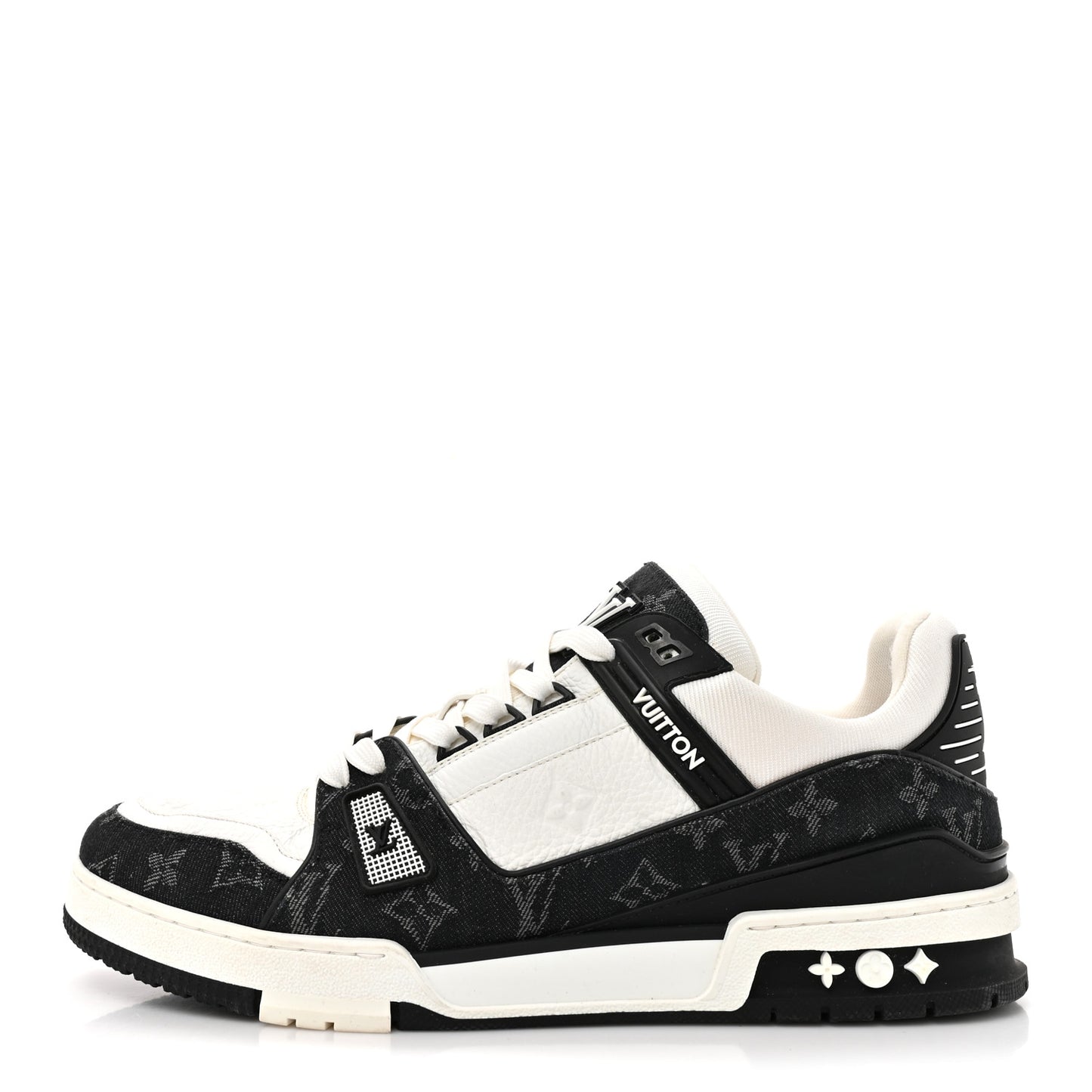 Calfskin Monogram Denim Mens LV Trainer Sneakers 11 Black