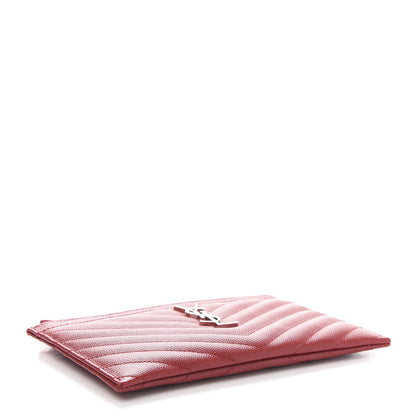 Saint Laurent Grain De Poudre Chevron Monogram Bill Pouch Rouge Eros 4 of 10
