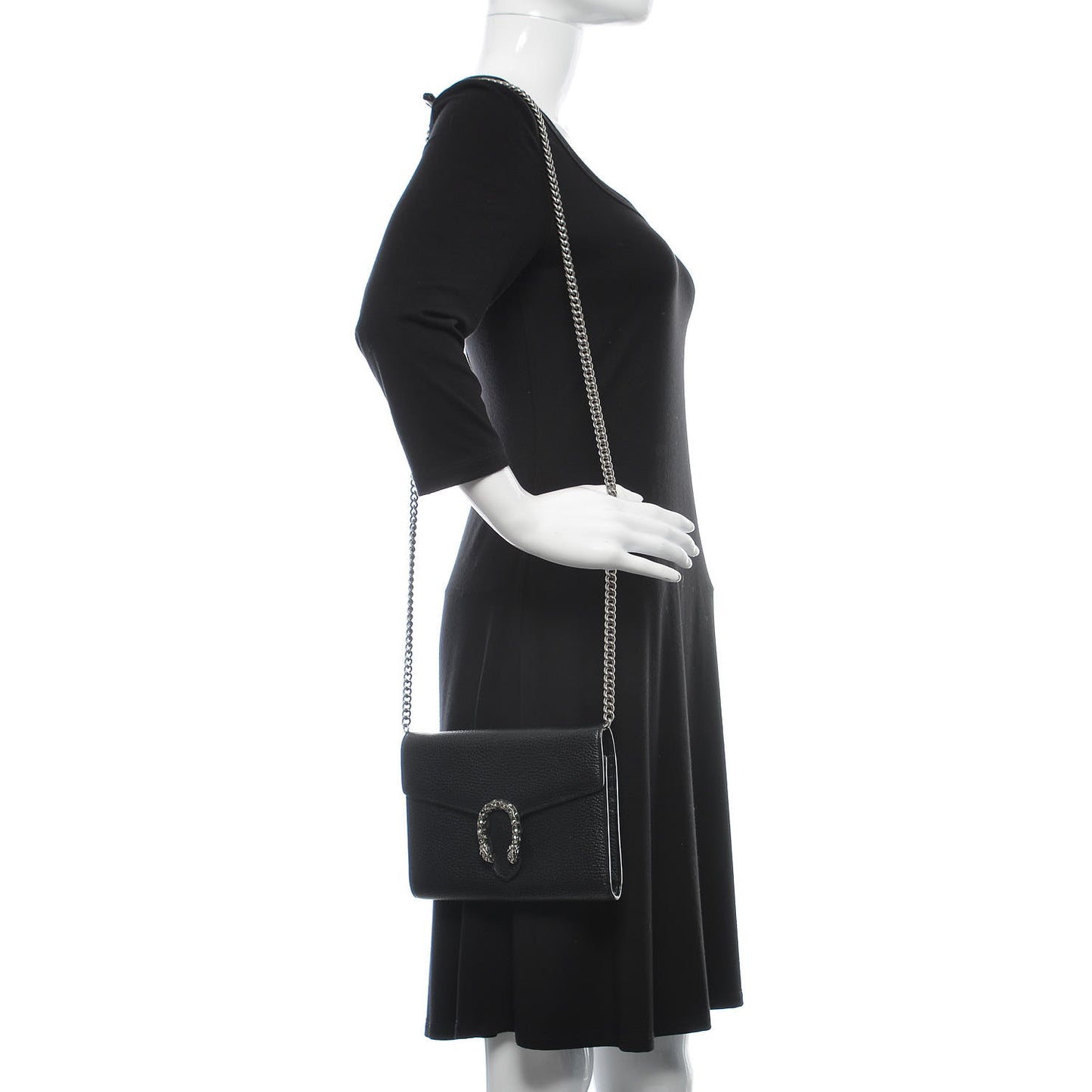 Calfskin Mini Dionysus Chain Wallet Black