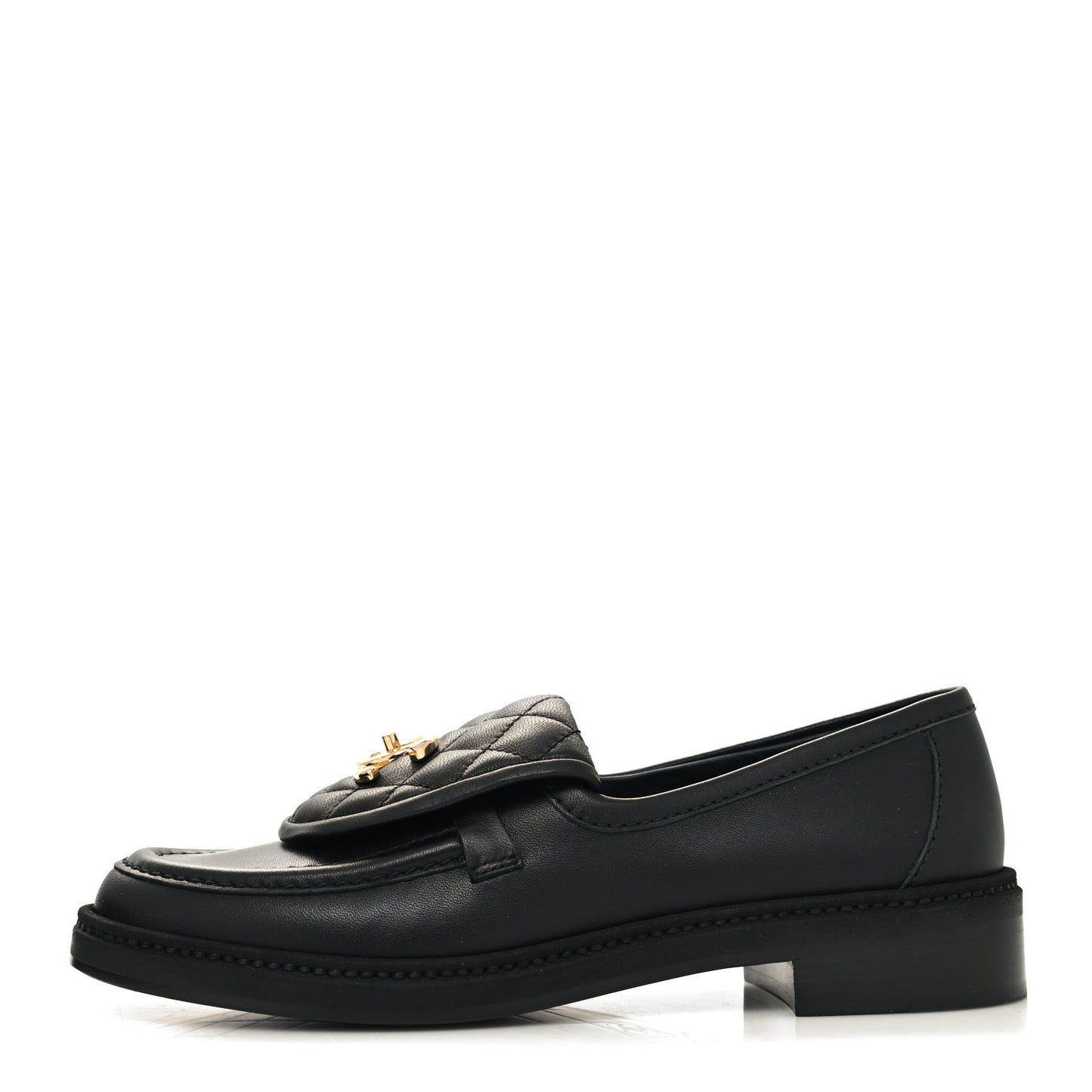 Lambskin Quilted CC Turnlock Loafers 38 Black