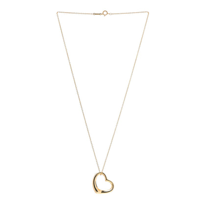 Tiffany 18K Yellow Gold 22mm Elsa Peretti Open Heart Pendant Necklace 3 of 7