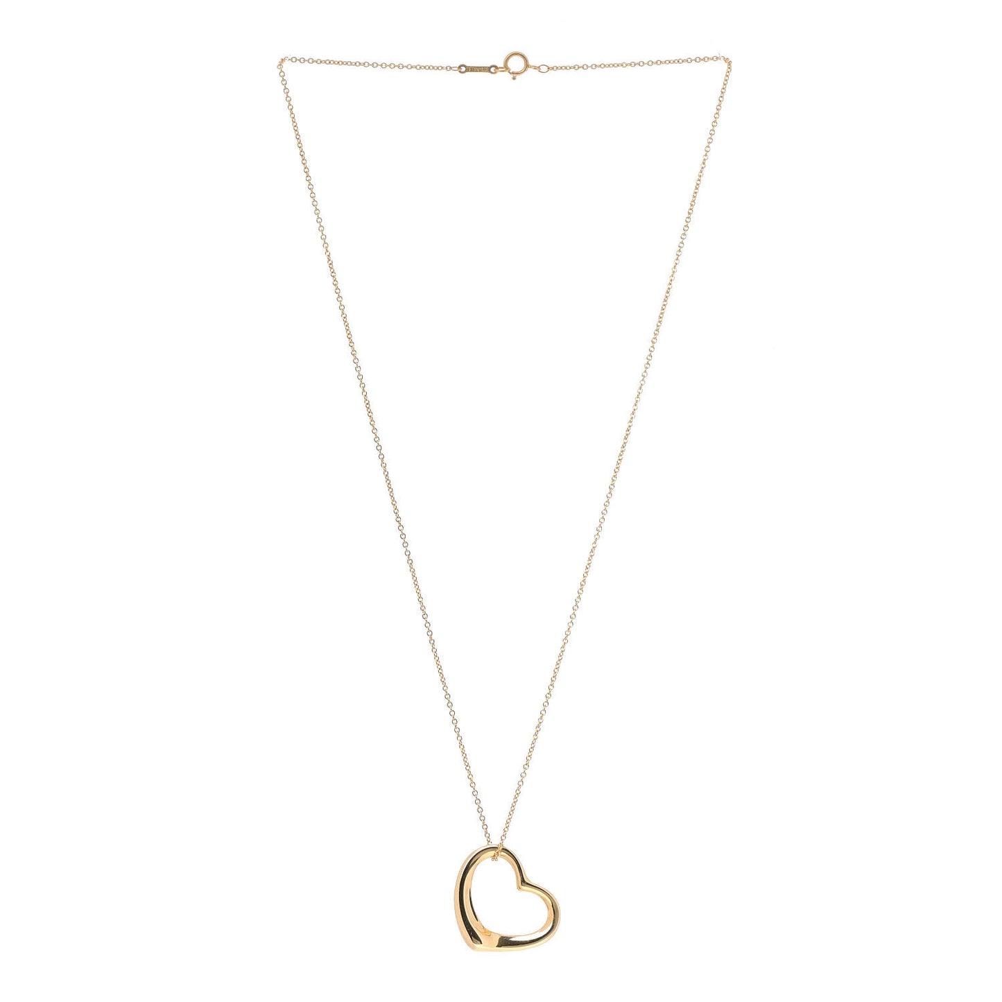 18K Yellow Gold 22mm Elsa Peretti Open Heart Pendant Necklace