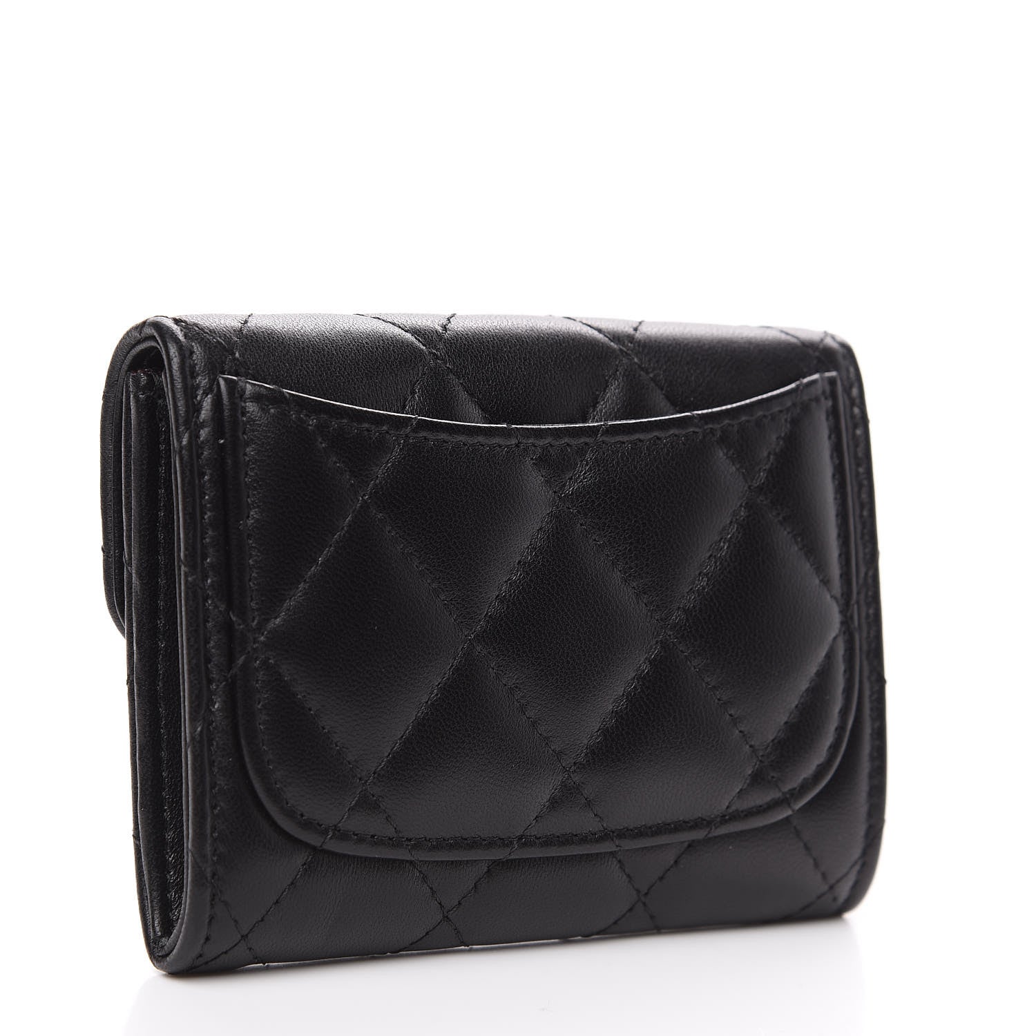 Chanel Lambskin Quilted Flap Card Holder Wallet Black 2 of 9