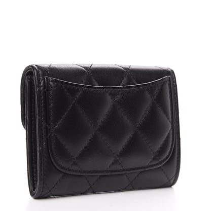 Chanel Lambskin Quilted Flap Card Holder Wallet Black 2 of 9