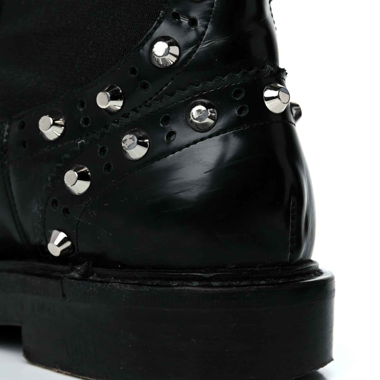 Calfskin Womens Studded Chelsea Boots 37 Black