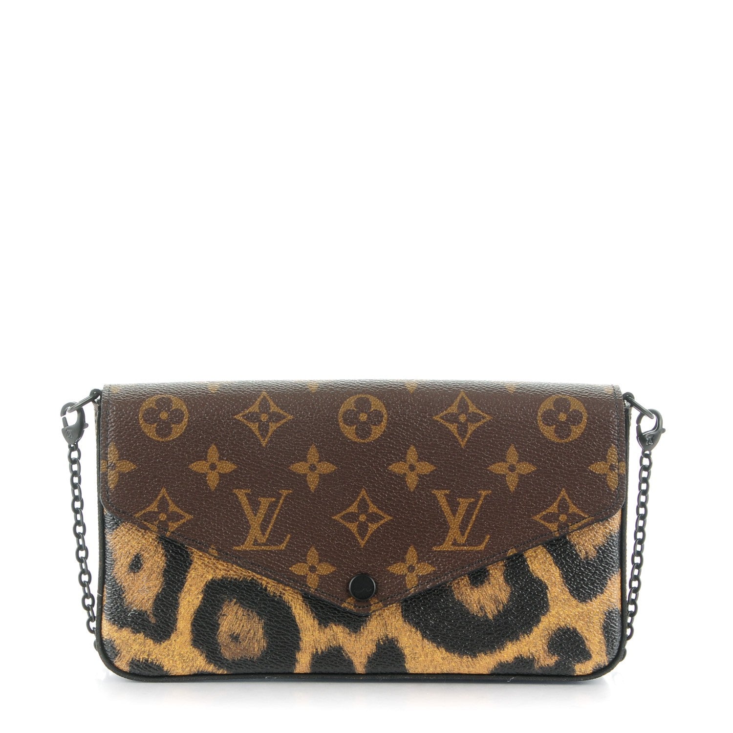 Louis Vuitton Monogram Animal Print Pochette Felicie Chain Wallet 1 of 8