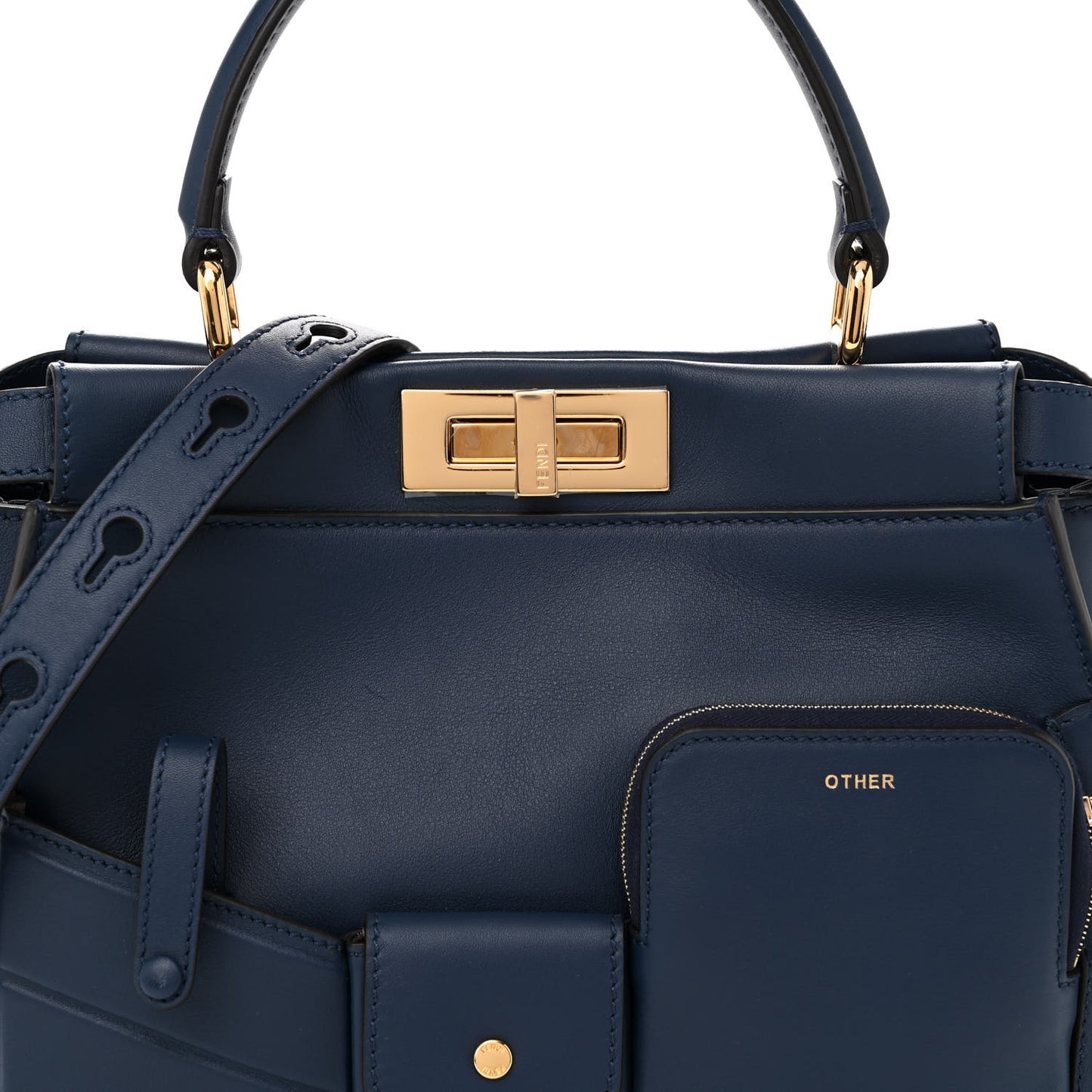 Vitello Seta Shiny Nappa Medium 3 Pocket Peekaboo Iconic Satchel Blueberry