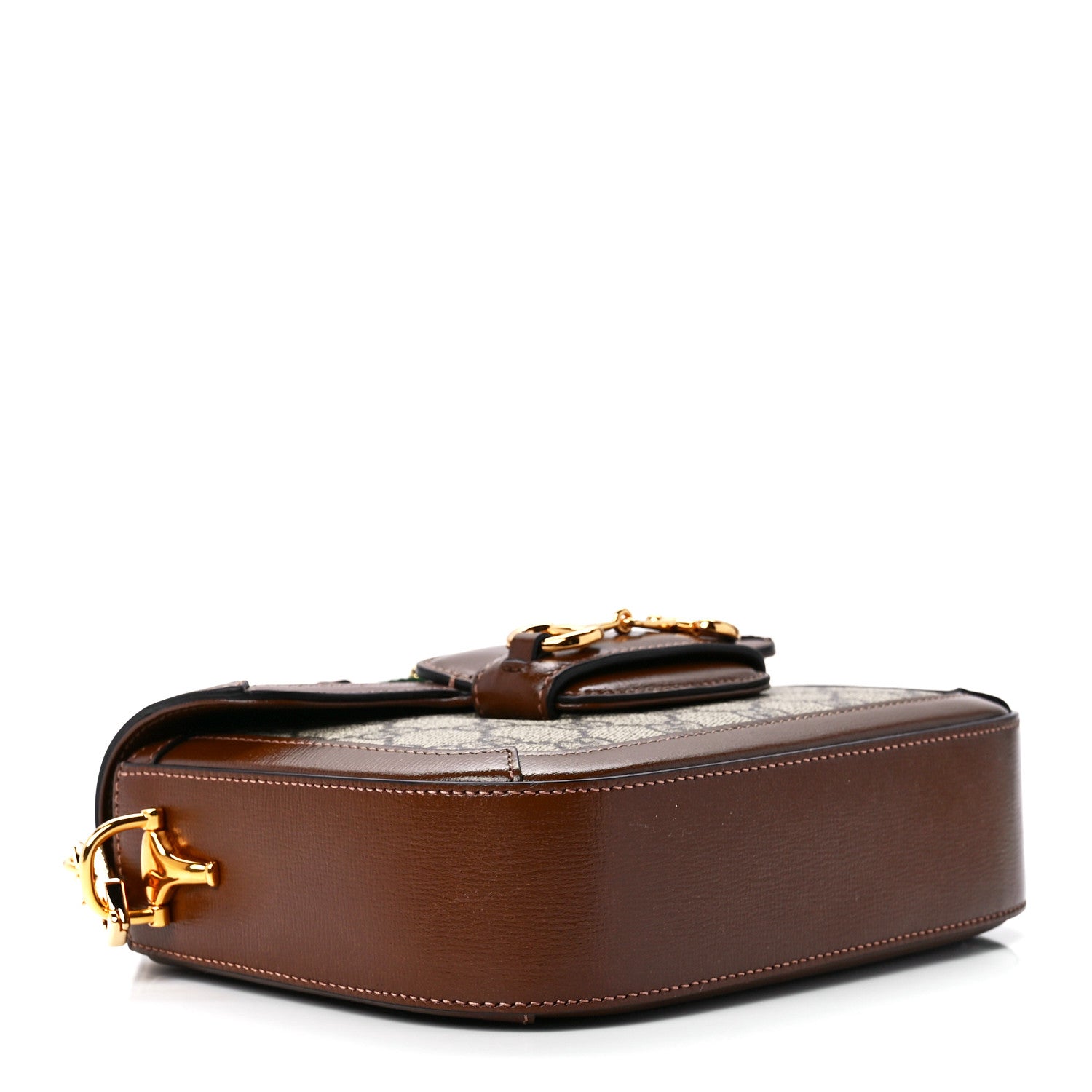 Gucci GG Supreme Monogram Azalea Calfskin Web Mini Horsebit 1955 Shoulder Bag Beige Ebony Brown Sugar 5 of 12