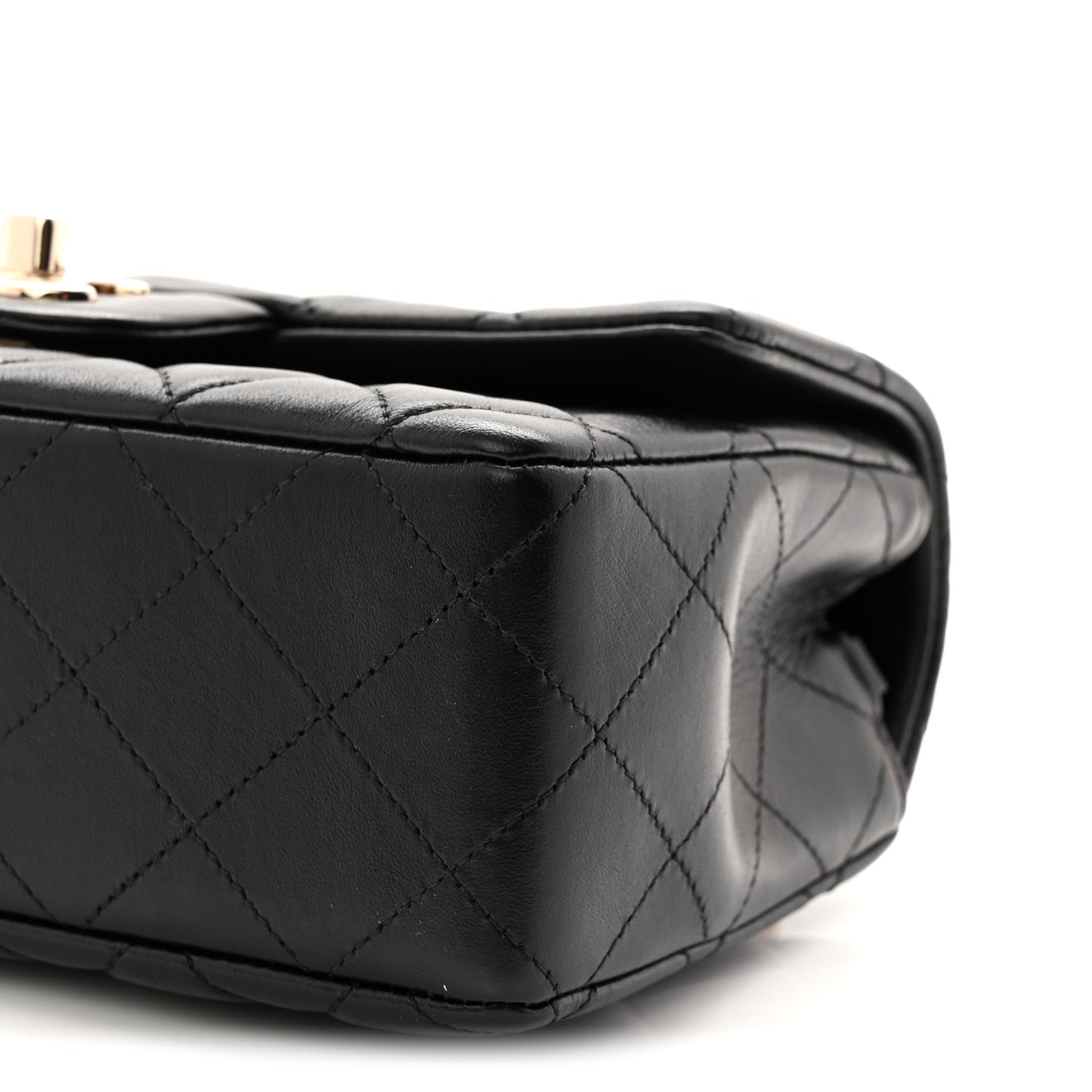 Lambskin Quilted Mini Rectangular Flap Black