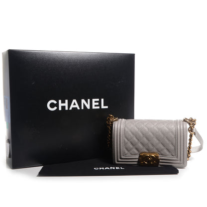 Chanel Caviar Quilted Small Boy Flap Light Grey 9 of 9