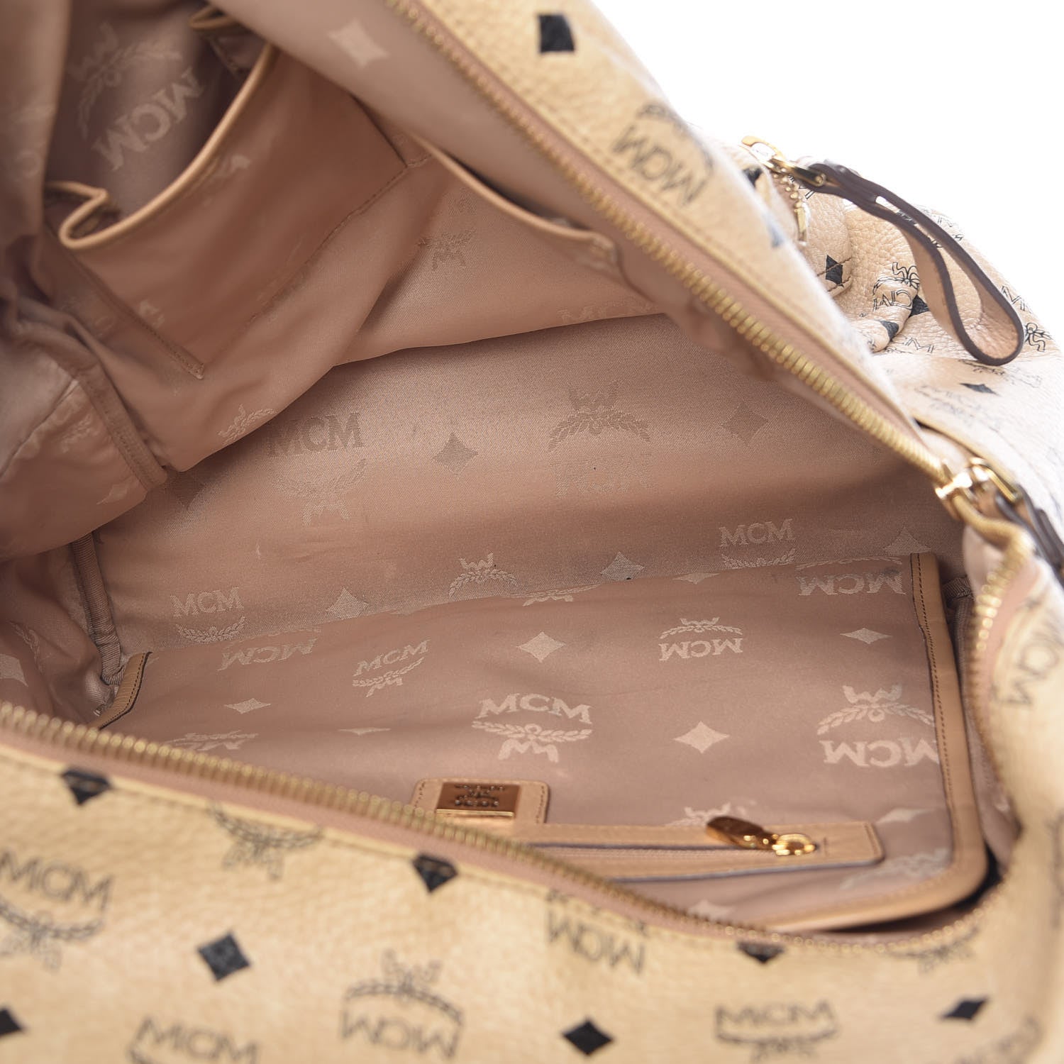 MCM Visetos Medium Studded Stark Backpack Beige 5 of 13