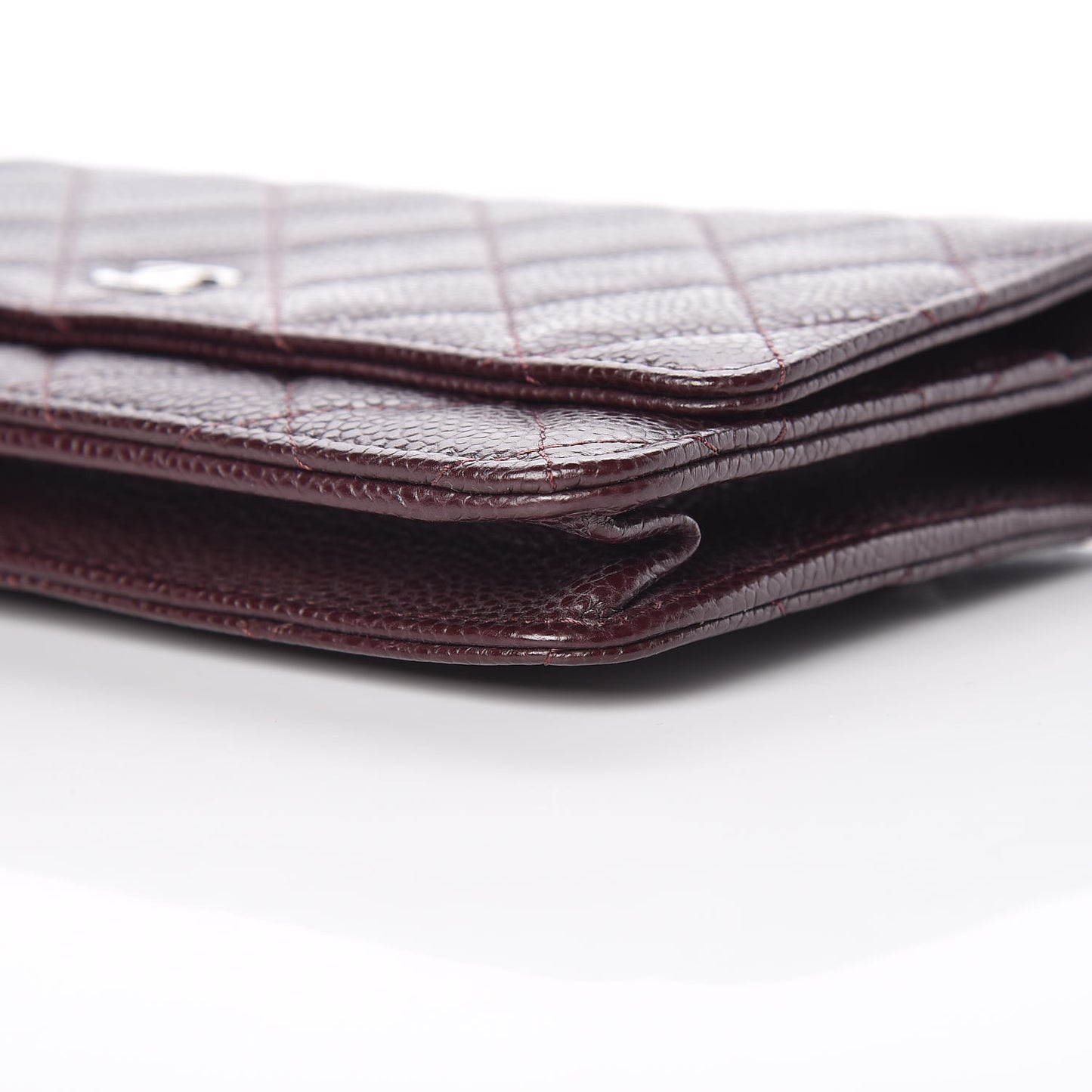 Caviar Quilted Wallet on Chain WOC Burgundy