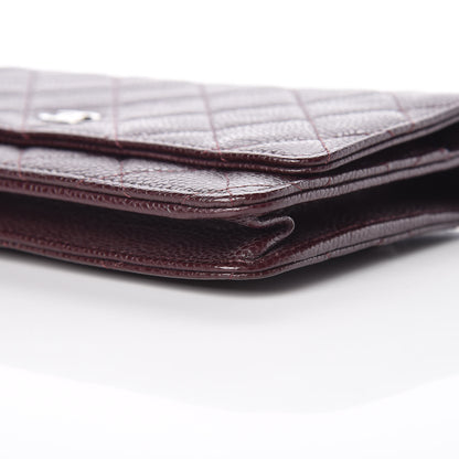 Chanel Caviar Quilted Wallet on Chain WOC Burgundy 6 of 12