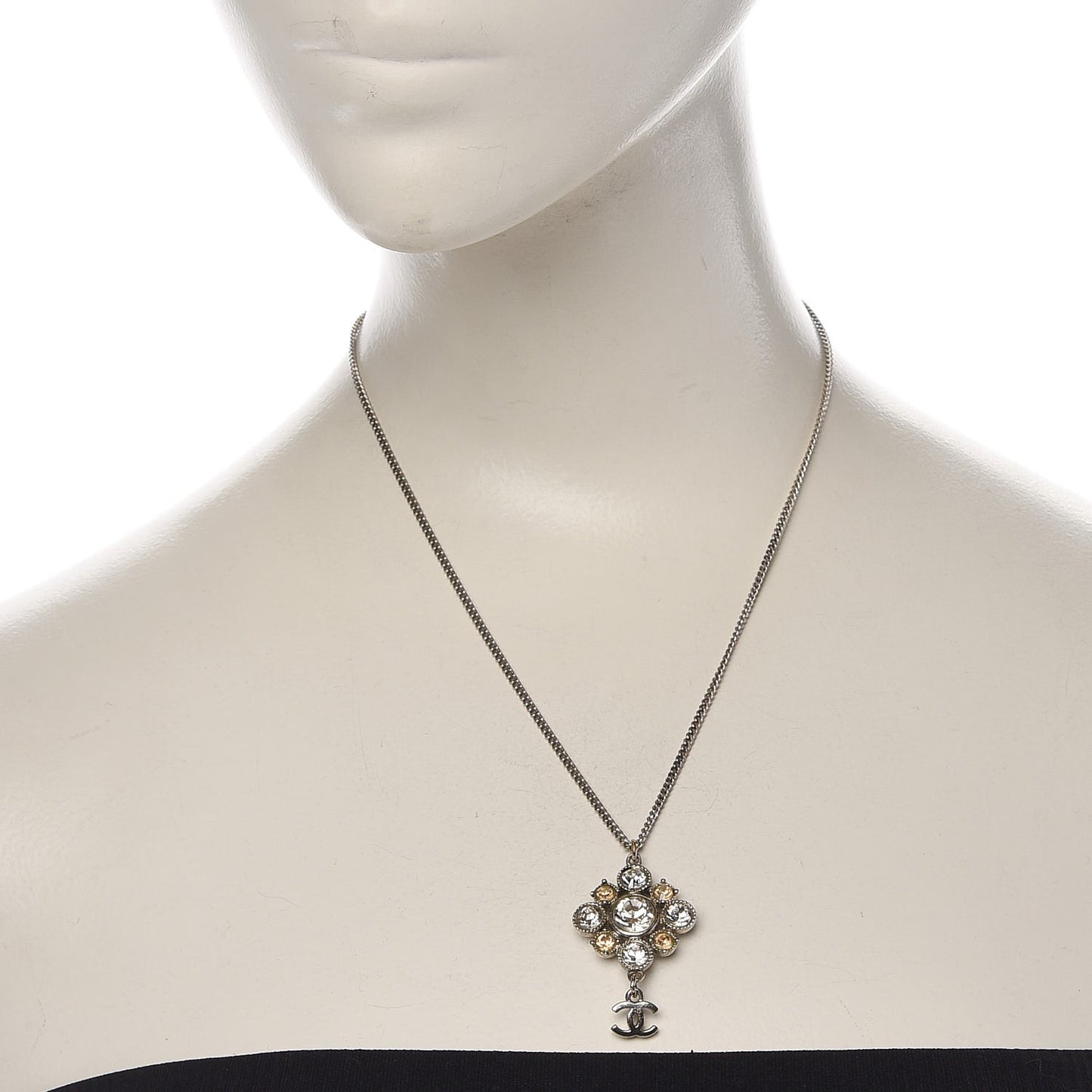 Crystal CC Necklace Silver