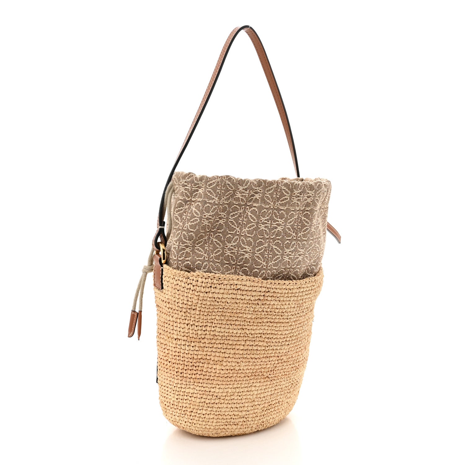 Loewe Calfskin Raffia Anagram Paulas Ibiza Pochette Bag Natural Tan 3 of 10