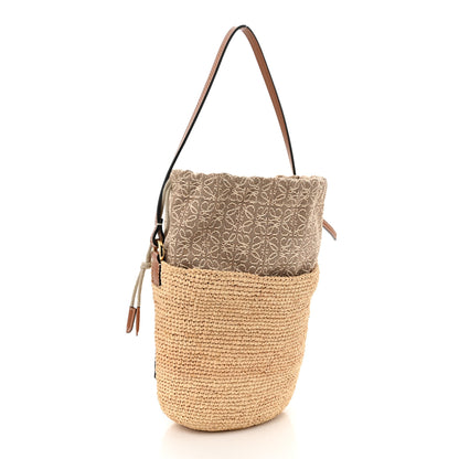 Loewe Calfskin Raffia Anagram Paulas Ibiza Pochette Bag Natural Tan 3 of 10