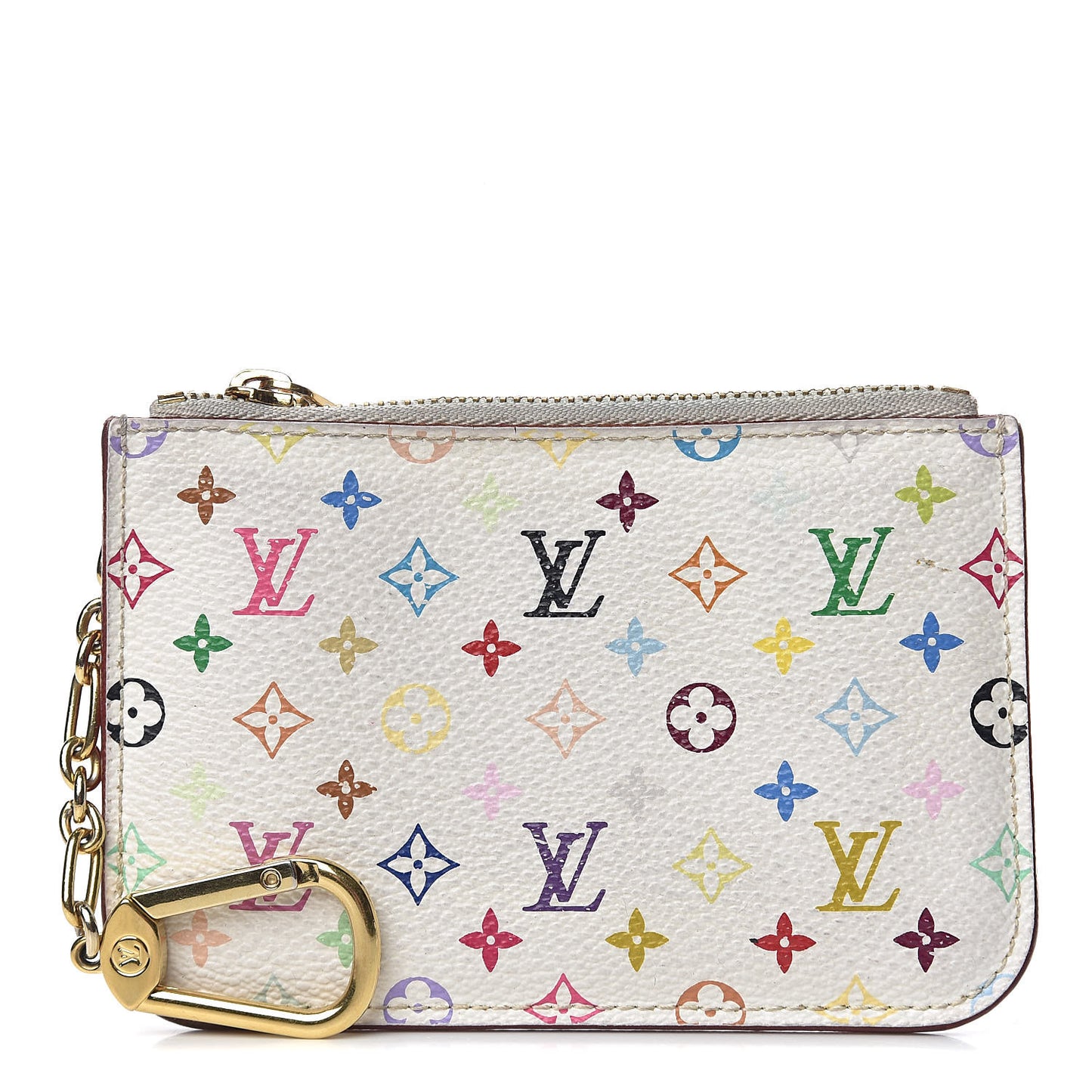 Monogram Multicolor Key Pouch White Litchi