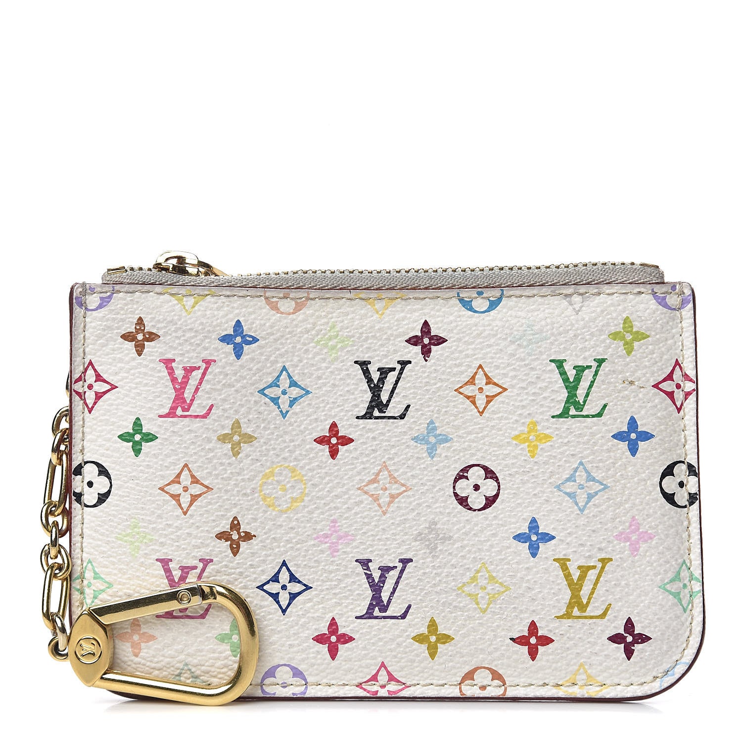 Louis Vuitton Monogram Multicolor Key Pouch White Litchi 1 of 15