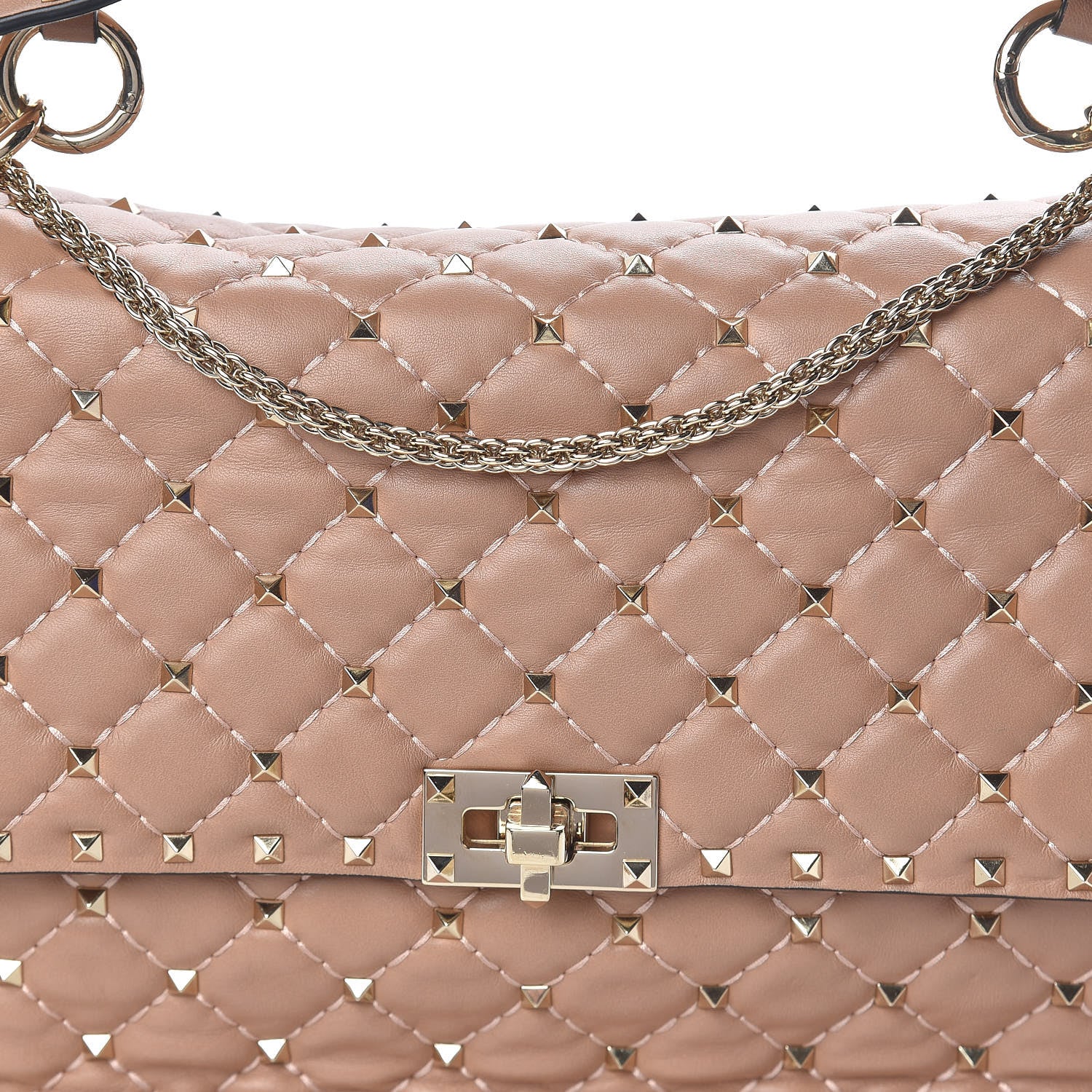 Valentino Garavani Nappa Large Rockstud Spike Shoulder Bag Soft Noisette 8 of 15