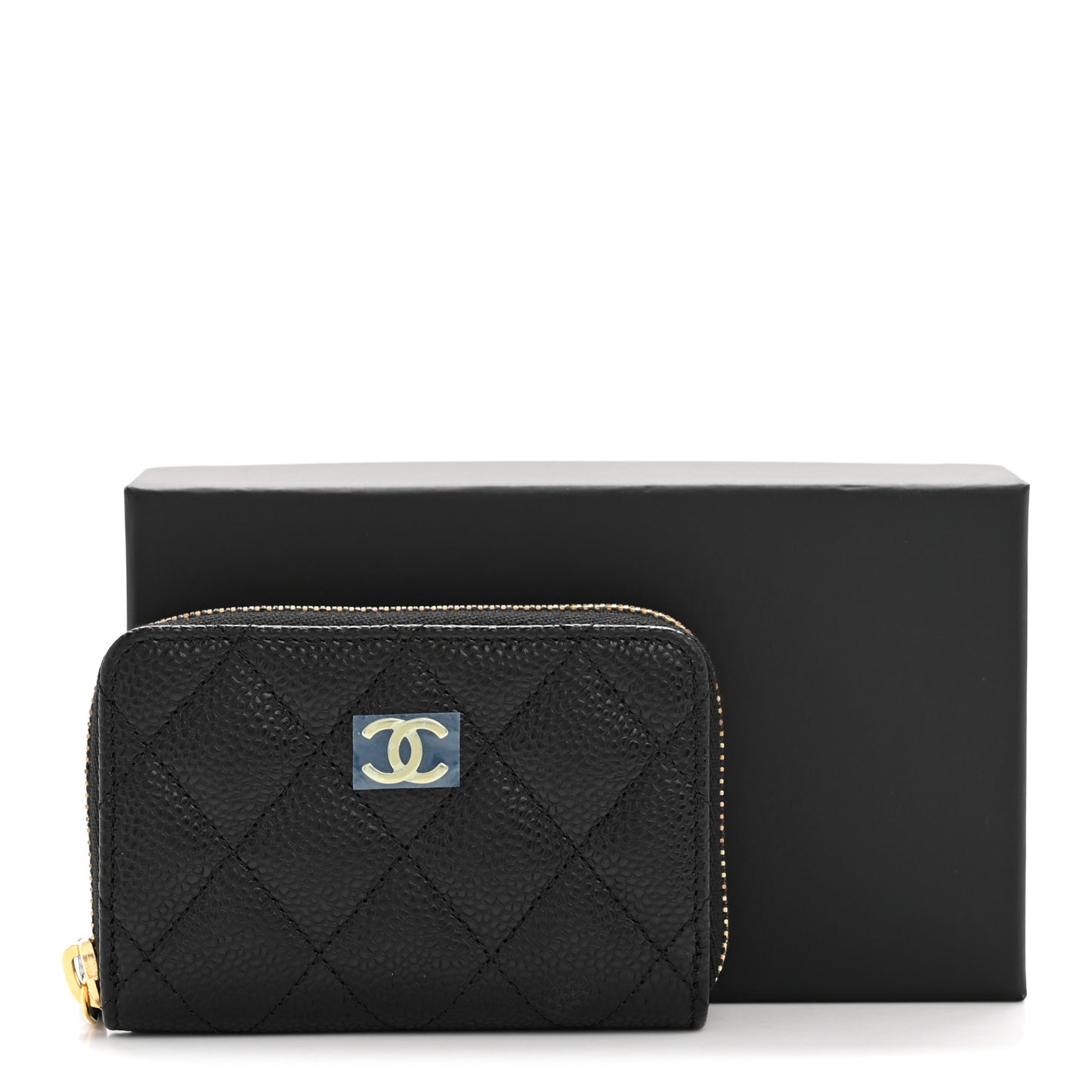 Caviar Quilted Zip Coin Purse Black